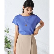 【接触冷感/UVカット】フレンチスリーブ美ラクるサマーニット