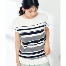 【接触冷感/UVカット】フレンチスリーブ美ラクるサマーニット