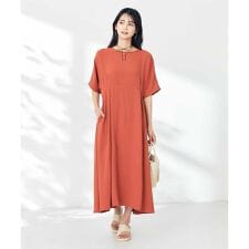 【接触冷感/洗える/ストレッチ/UVカット】ウエスト切り替えドルマンワンピース | アー・ヴェ・ヴェ(a.v.v)
