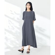 【接触冷感/洗える/ストレッチ/UVカット】ウエスト切り替えドルマンワンピース | アー・ヴェ・ヴェ(a.v.v)