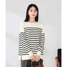 袖パール付きチュニックニット