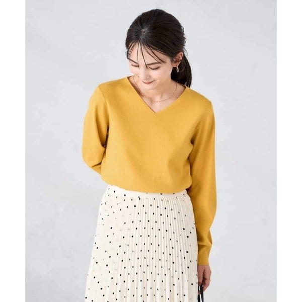 美品☆定価2.8万円☆近年モデル☆ゾーイ☆セーター☆イエロー☆Lサイズ☆ 大きいサイズ ハーフジップセーラーカラーニットプルオーバー