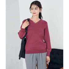 アー・ヴェ・ヴェ(a.v.v)の【洗える】Vネック美ラクるパフスリーブニット【WEB限定】