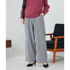 アー・ヴェ・ヴェ(a.v.v)の【イージーケア/洗える/ストレッチ】裏起毛美ラクるイージーストライプワイドパンツ