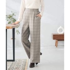 アー・ヴェ・ヴェ(a.v.v)の【イージーケア/洗える/ストレッチ】裏起毛美ラクるスッキリ見えチェックワイドパンツ