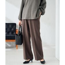 【イージーケア/洗える/ストレッチ】裏起毛美ラクるスッキリ見えストレートパンツ