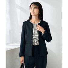 【洗える/イージーケア/ストレッチ】パウダーツイルキーネックジャケット