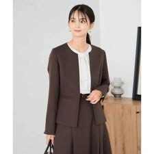 【洗える/イージーケア/ストレッチ】パウダーツイルキーネックジャケット