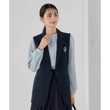 【洗える/ストレッチ/セットアップ対応】ダブルクロステーラードジレ