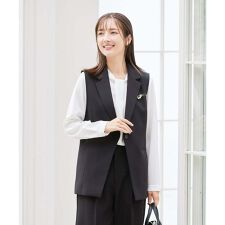 【洗える/ストレッチ/セットアップ対応】ダブルクロステーラードジレ