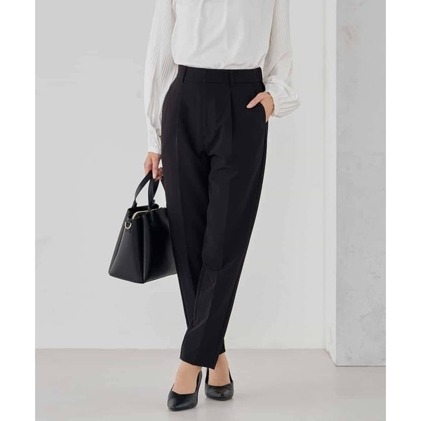 セットアップ対応/リネン/華奢見え】ハイウエスト2タックハーフパンツ