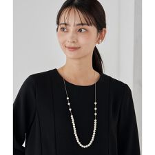 パール調チェーンロングネックレス