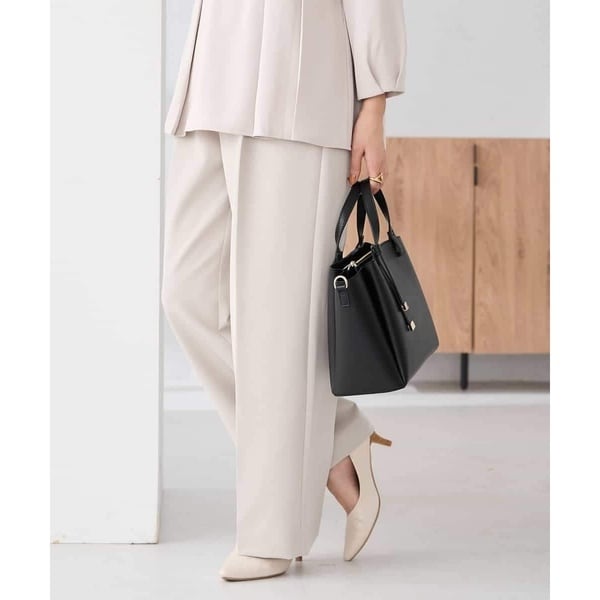 小さいサイズ/洗える】2WAYストレッチストレートワイドパンツ