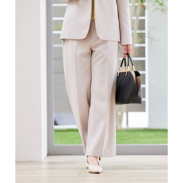 洗える/ストレッチ/セットアップ対応】ダブルクロスストレートパンツ