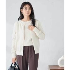 スパンコール混クルーネックカーディガン