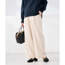 ［支持率NO.1/イージーケア/ストレッチ］スッキリ見えワイドパンツ