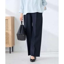 【洗える/UVカット】リネンライクストレッチワイドパンツ