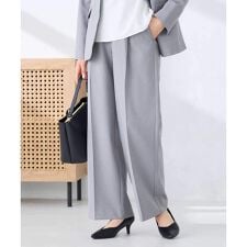 【洗える/UVカット】リネンライクストレッチワイドパンツ