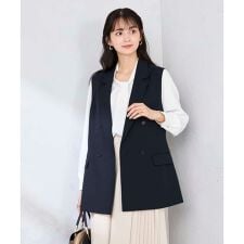 【洗える/UVカット】リネンライクストレッチダブルジレジャケット