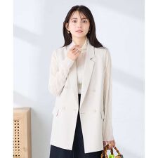 【洗える/UVカット】リネンライクストレッチダブルジレジャケット