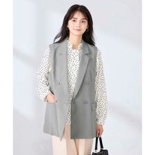 【洗える/UVカット】リネンライクストレッチダブルジレジャケット