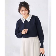 【2WAY】レース衿付ニットプルオーバー