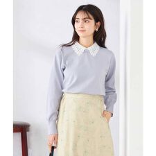 【2WAY】レース衿付ニットプルオーバー