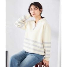 ヘンリーネックボーダーニット