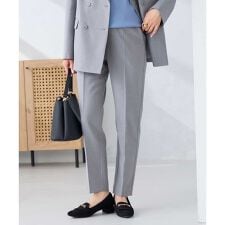 【洗える/UVカット】リネンライクストレッチテーパードパンツ