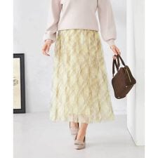 チェック柄チュールスカート