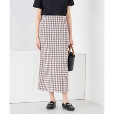 【洗濯機で洗える】ギンガムチェック柄ナロースカート