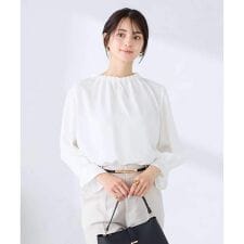 【洗える】タックネックブラウス