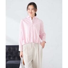 ストライプ柄クロップドシャツ