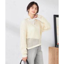 襟付きメッシュニット