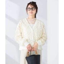 チュール刺繍レースカーディガン