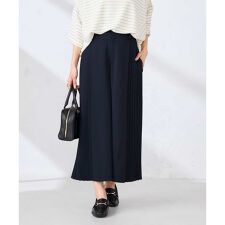 【洗える】サイドプリーツクロップドパンツ