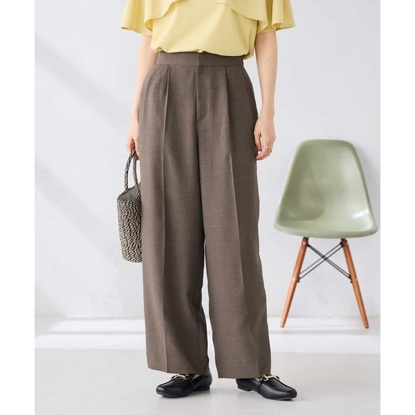 【接触冷感/UVカット】リネンライク2タックワイドパンツ【セットアップ対応/アンチピリング】