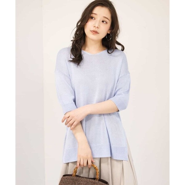 MK MICHEL KLEIN - MK MICHEL KLEIN【新品】五分袖チュニック丈ニット 五分袖チュニック丈ニット/洗える[品番：ITKW0005671]｜MK
