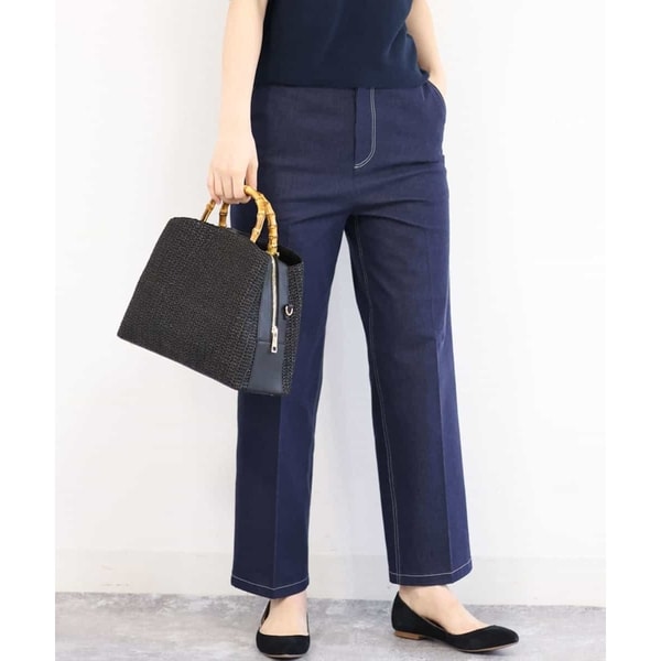 デニム調ストレッチセミワイドパンツ／洗える | MK ミッシェルクラン