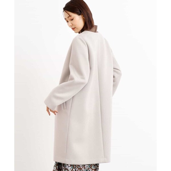 【美品】ミッシェルクラン　ボンディングミドル丈コート カットボンディング ノーカラーコート | MK ミッシェルクラン(MK