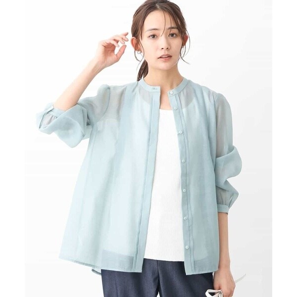 【24AW/トレンド/洗える】パール調釦シアーシャツブラウス Amazon | [MK ミッシェルクラン] 24AW/トレンド/洗える パール調