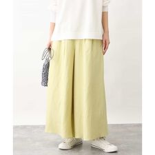 リネン混ワイドパンツ/洗える