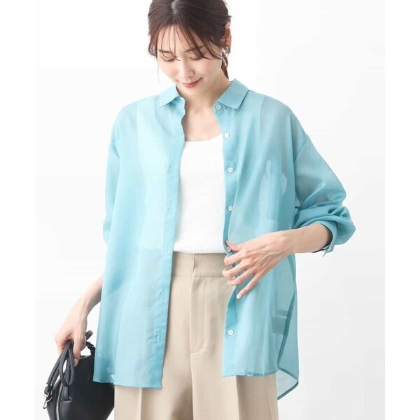 【24AW/トレンド/洗える】パール調釦シアーシャツブラウス 24AW/トレンド/洗える】パール調釦シアーシャツブラウス | MK