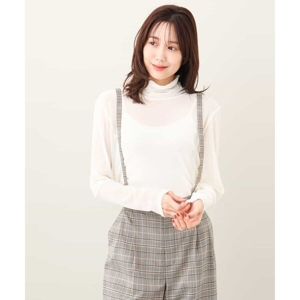 【24AW/レイヤードにおすすめ/洗える】チュールフロッキーシアーハイネックカットソー 24AW/レイヤードにおすすめ/洗える】チュールフロッキーシアー