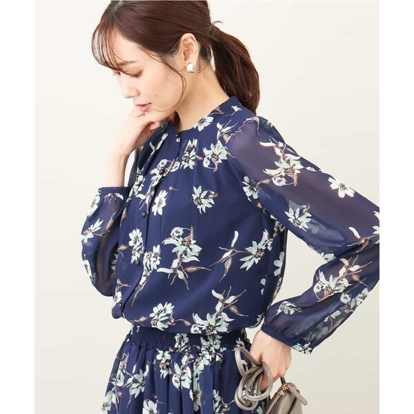 MK ミッシェルクラン（MK MICHEL  ）/【小さいサイズ】花柄シフォンブラウス/洗える/セットアップ対応 こなれSETUP/洗える】花柄フロント釦シフォンブラウス | MK ミッシェル