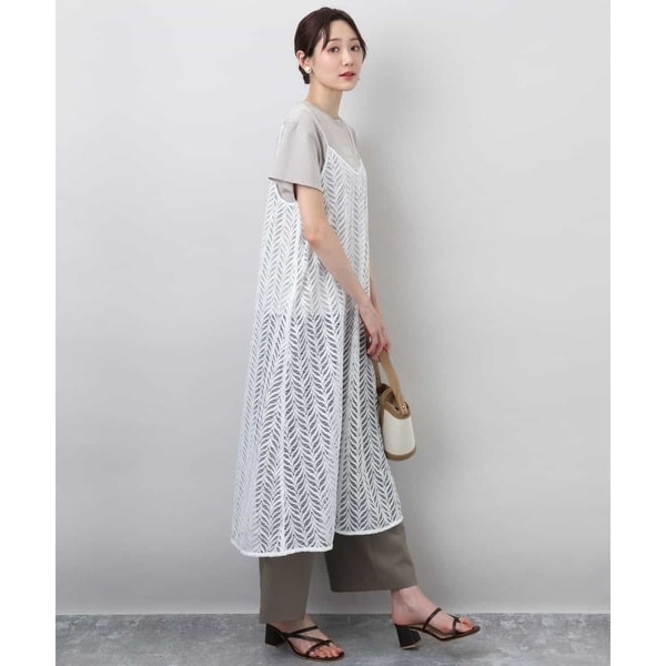 MICHEL KLEIN ミッシェルクラン　ドット柄ワンピース　38サイズ 幾何柄ジャージーワンピース/イージーケア(ワンピース) | MK