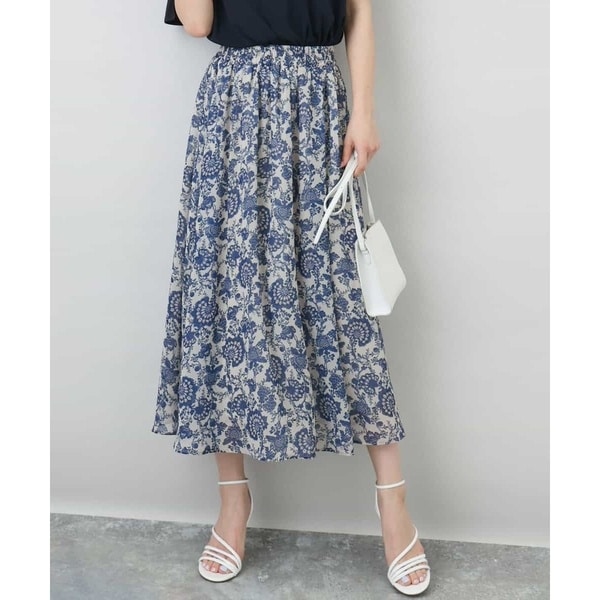 ミスブルマリン シフォンスカート 花柄シフォンスカート/洗える(ロング・マキシ丈スカート) | MK