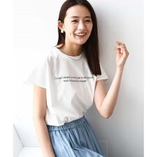 【コットン100/接触冷感/洗える】フレンチスリーブロゴTシャツ