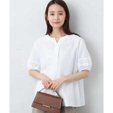 【5分袖/UVカット/接触冷感/洗える】キーネックブラウス