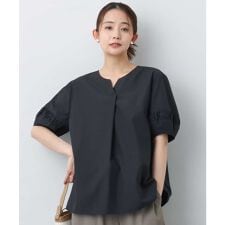 【5分袖/UVカット/接触冷感/洗える】キーネックブラウス